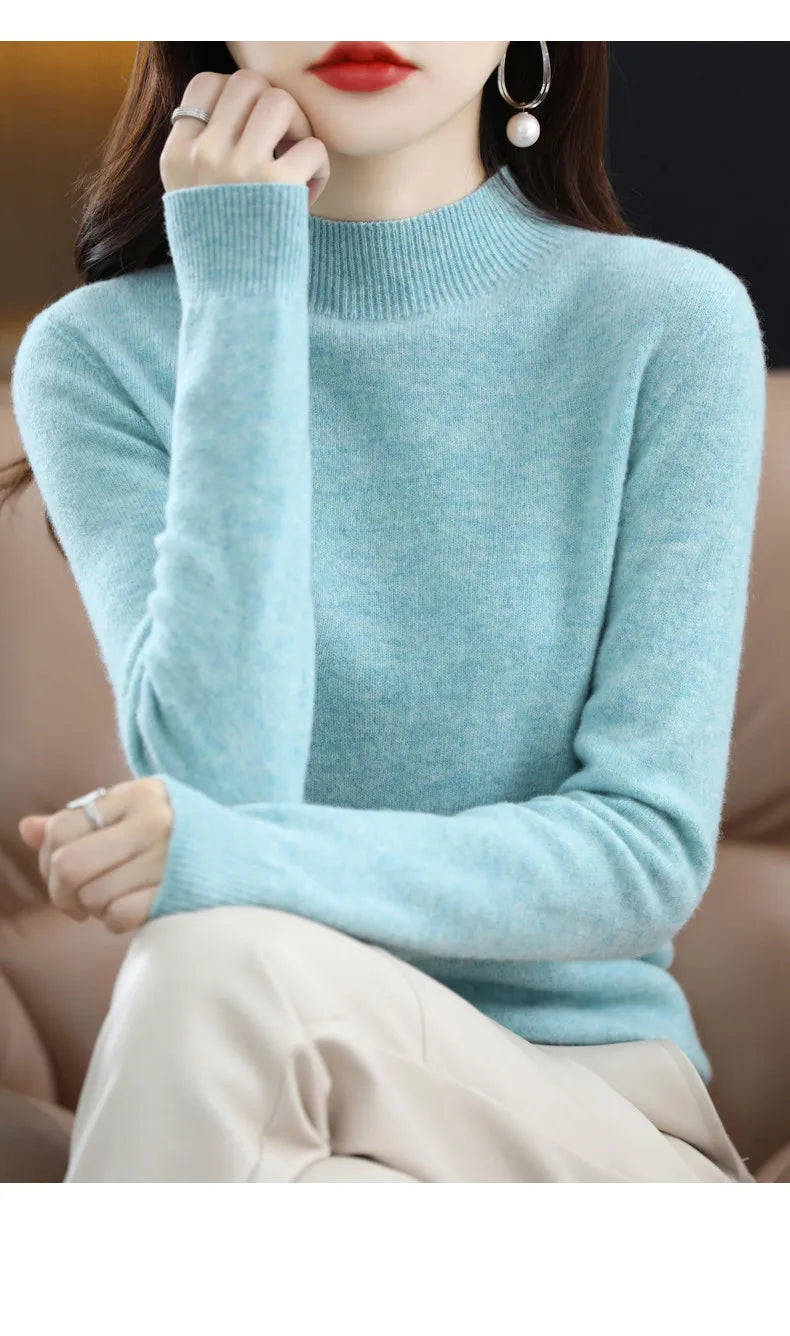 Pure Wool Half-neck Pullover In Autumn And Winter New Cashmere in USA