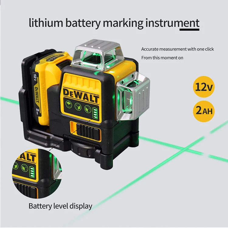 Dewalt 3 Sides*360 Degree Vertical 12 Lines Laser Level Horizontal Gre