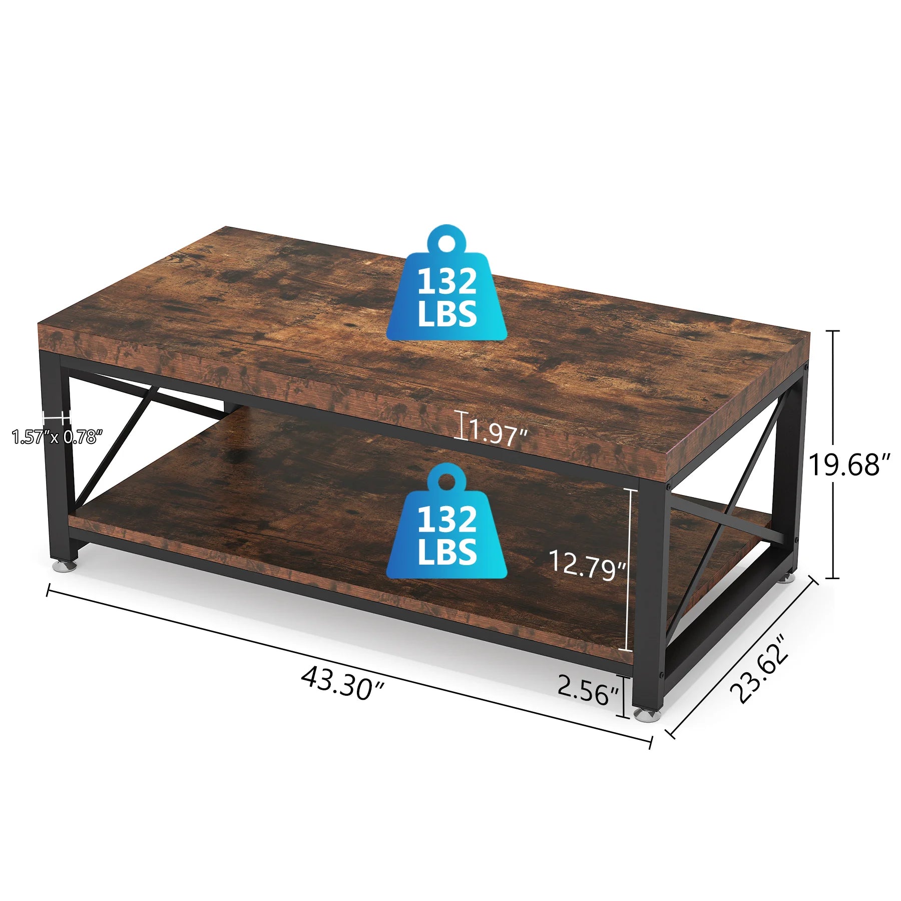 Tribesigns Industrial Coffee Table, Cocktail Table in USA.