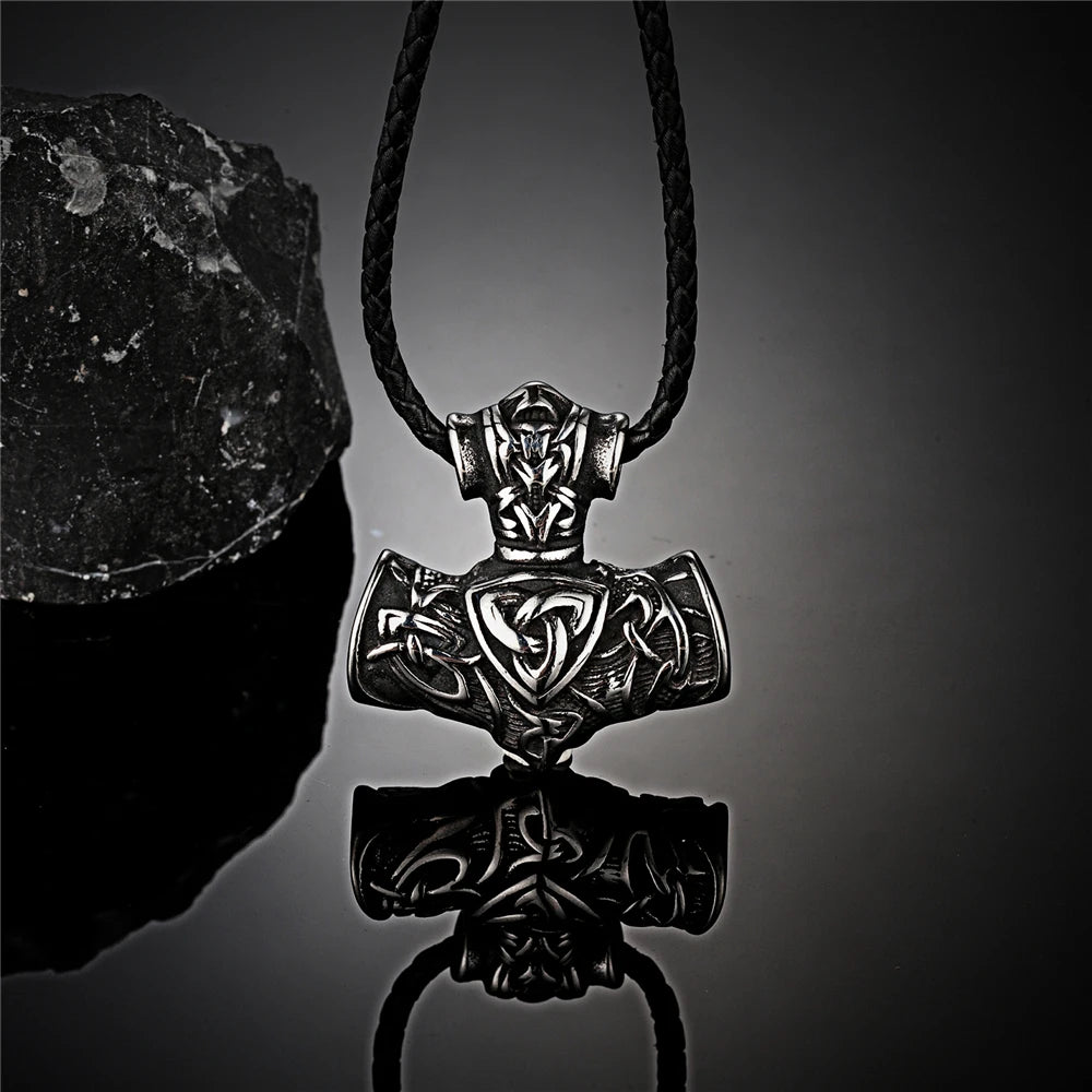 Viking Runes Anchor Necklace Mens Thor Hammer in USA