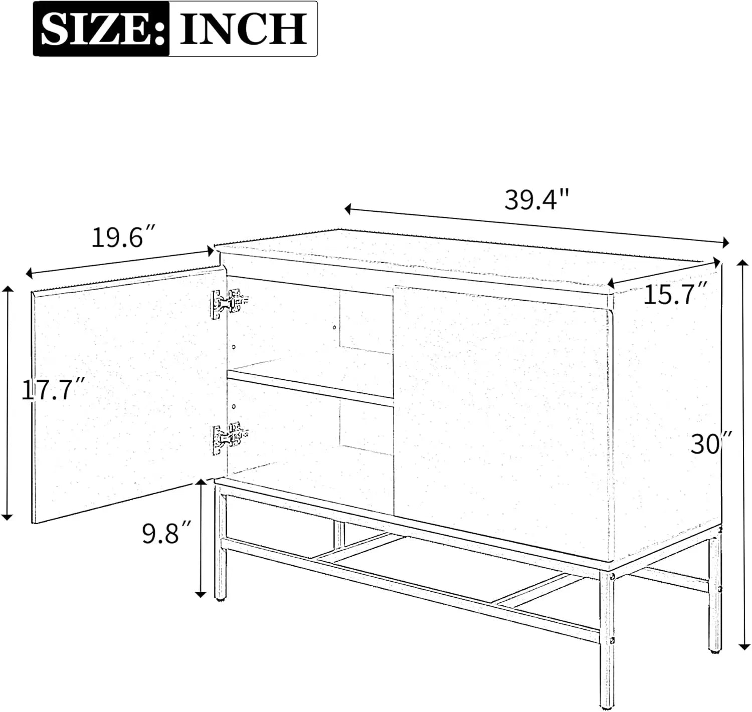 Luxury Buffet Sideboard Cabinet Tiers Shelves, IN USA.