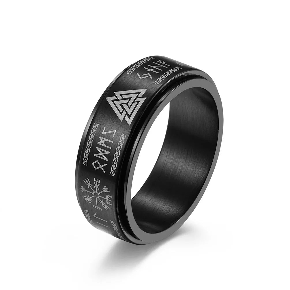 Vintage Stainless Steel Odin Norse Viking Rune Rings in USA