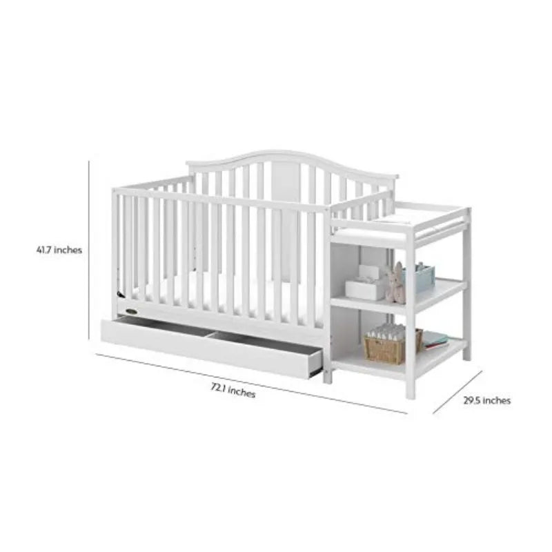 Convertible Crib Changer with Drawer (White) in USA