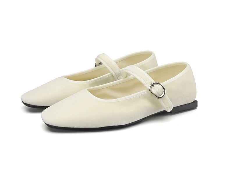 Smile Circle Velvet Mary Jane Ballet Flats Women IN USA.