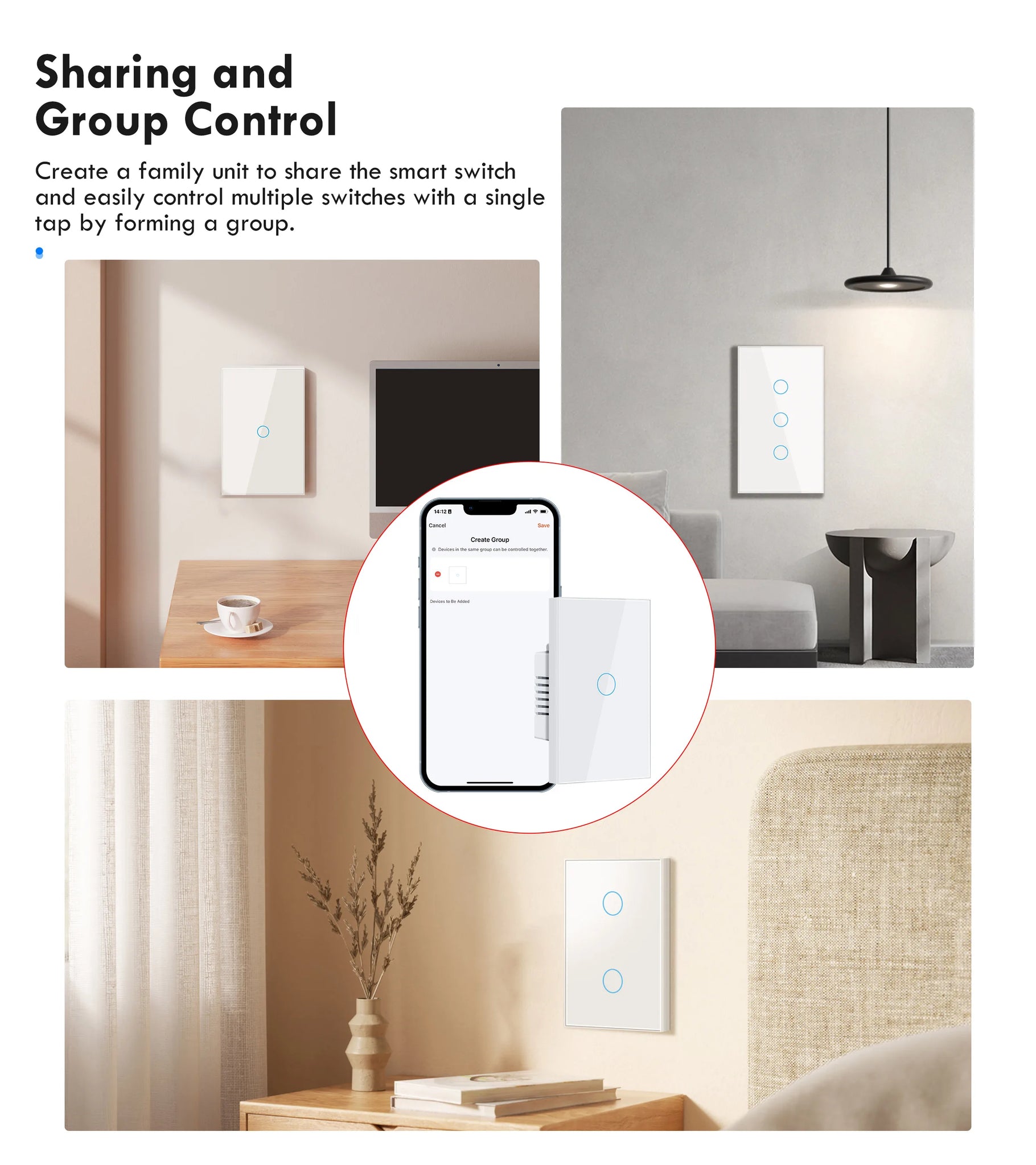 Smart Wifi Touch Switch No Neutral Wire Required Smart Home in USA.