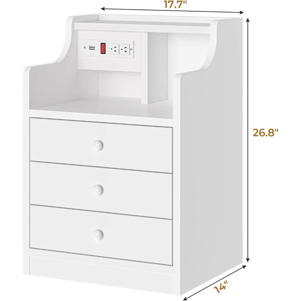 Nightstand Charging Station, Stand Hutch,Bedside Table IN USA.