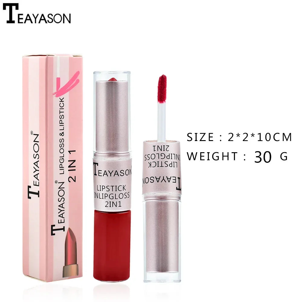 Double Head Lip Gloss Matte Velvet Sexy Red Tint Liquid Lipstick in USA