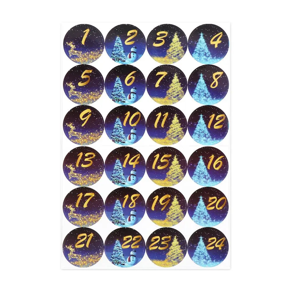 Christmas Gift Stickers Advent Calendar Number Paper