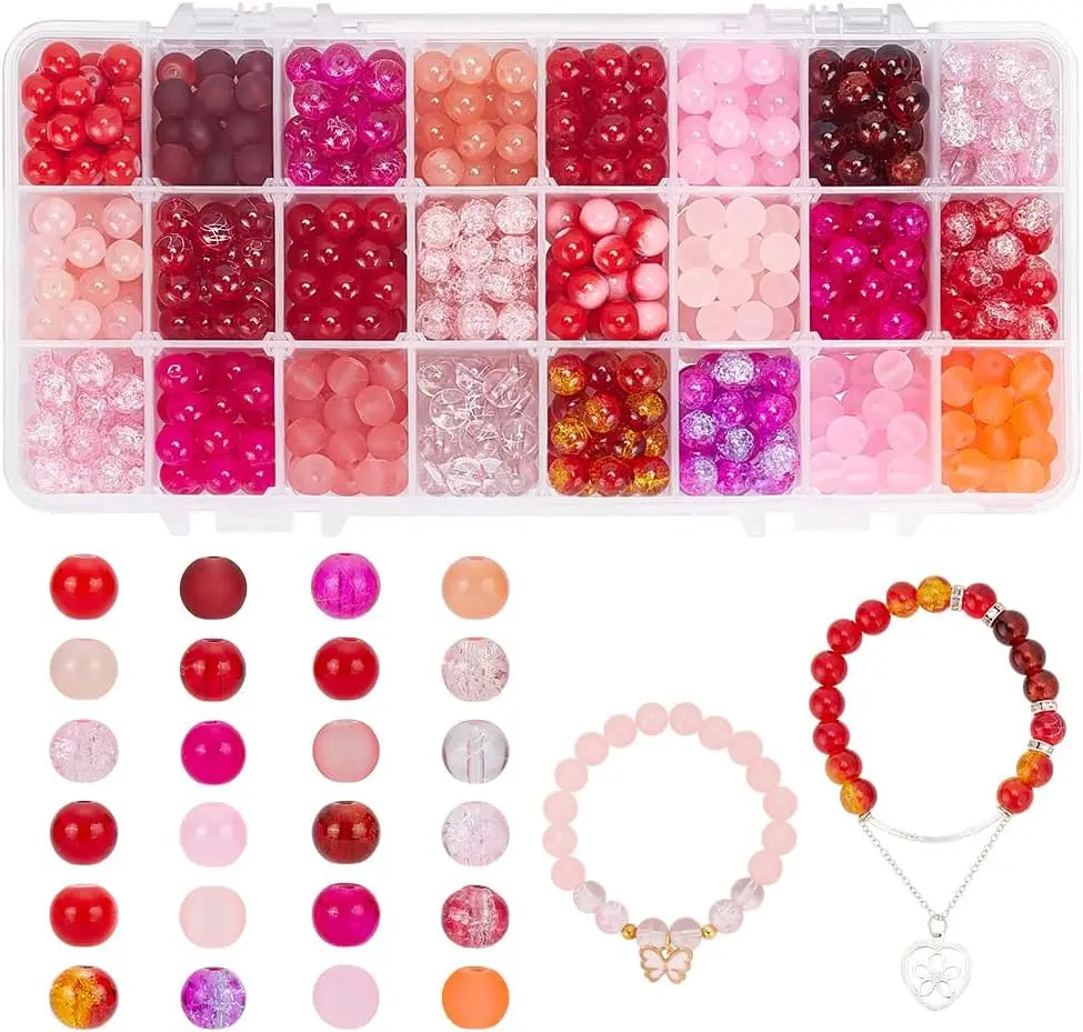 Color Red Glass Beads Valentine Beads Round Bracelet Beads in USA.