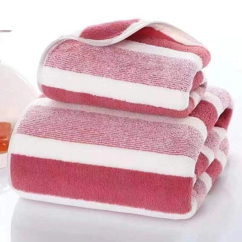 4pcs Striped Bath Towel Set Absorbent & Quick-drying