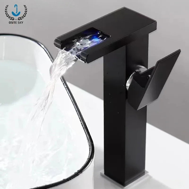 LED Light Waterfall Faucet Water Flow Power Generation