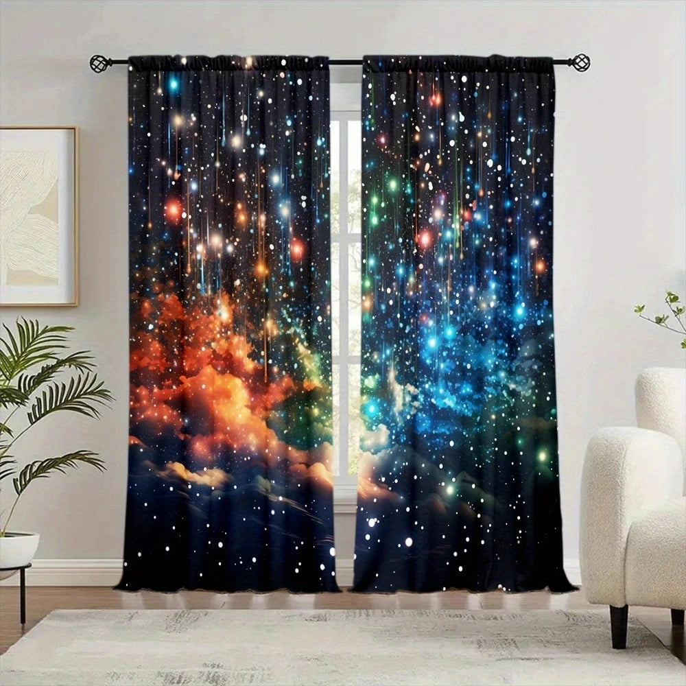 Colorful Galaxy Curtain for Home Decor - Rod Pocket Window in USA