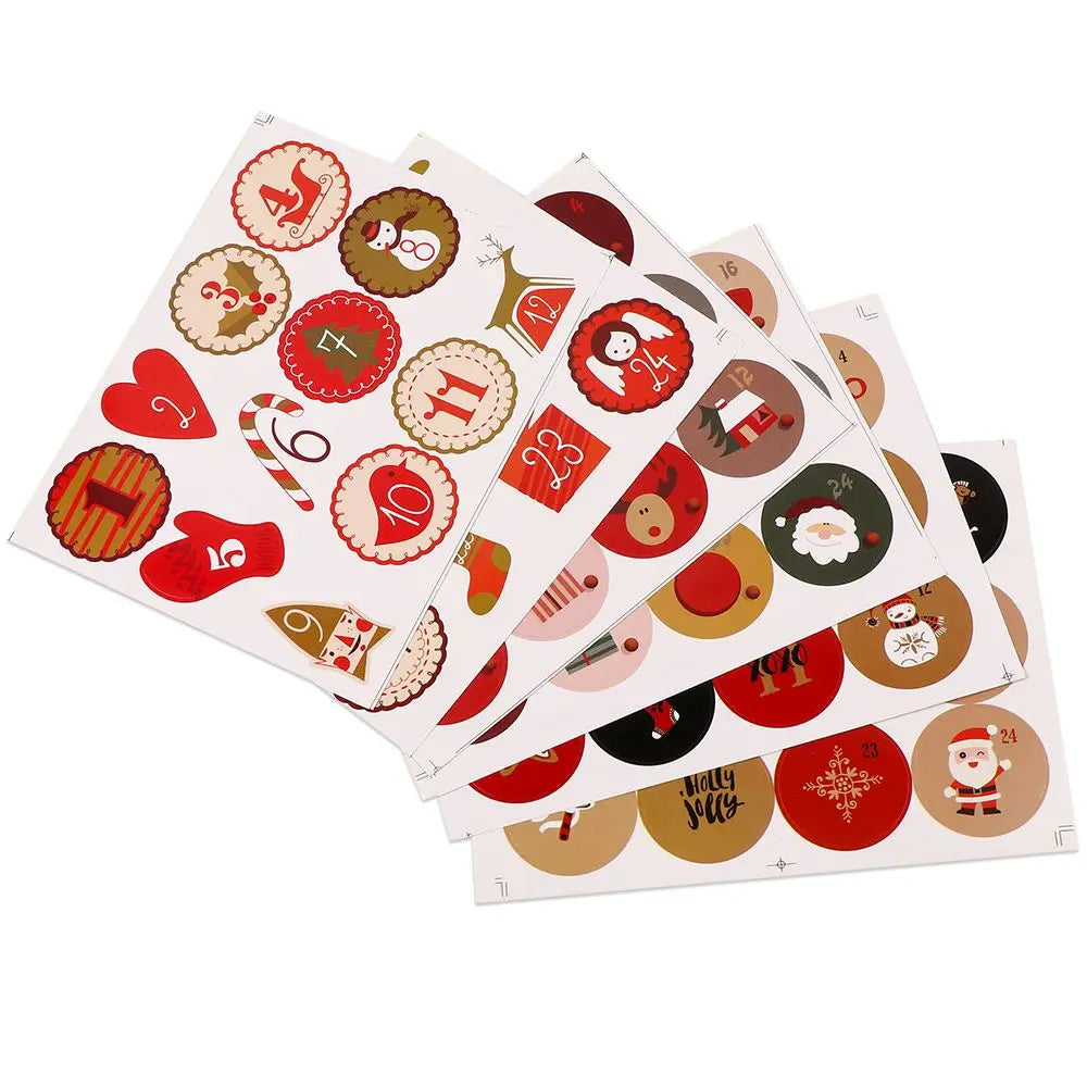 Christmas Gift Stickers Advent Calendar Number Paper