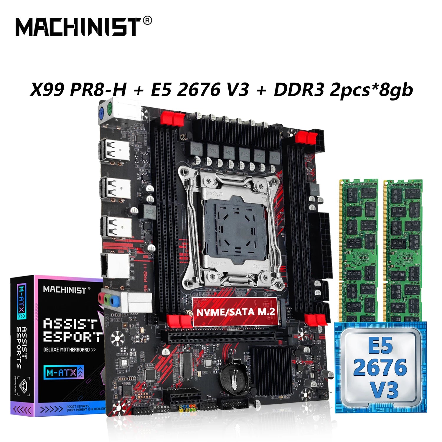 PR8 -HMACHINIST X99 motherboard Set kit with LGA 2011-3 Xeon E5 2676 V