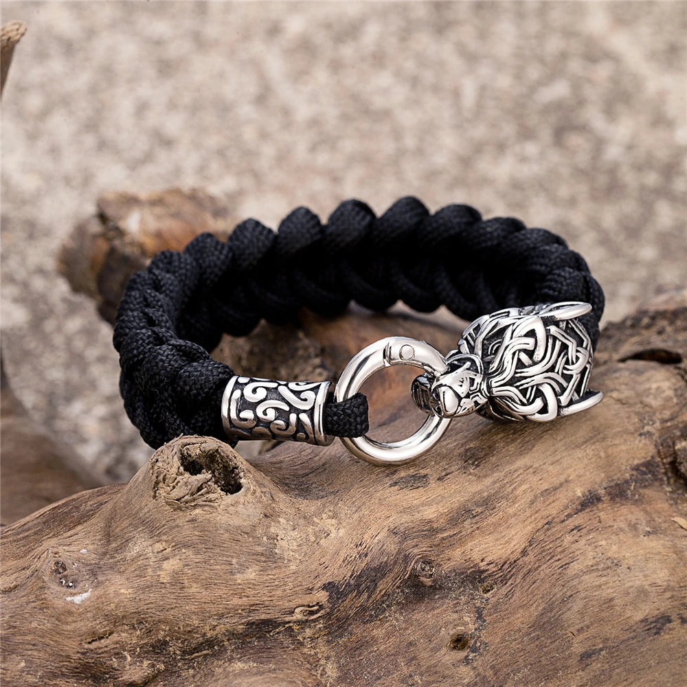 Vintage Norse Runes Celtic Wolf Survival Rope Bracelets in USA