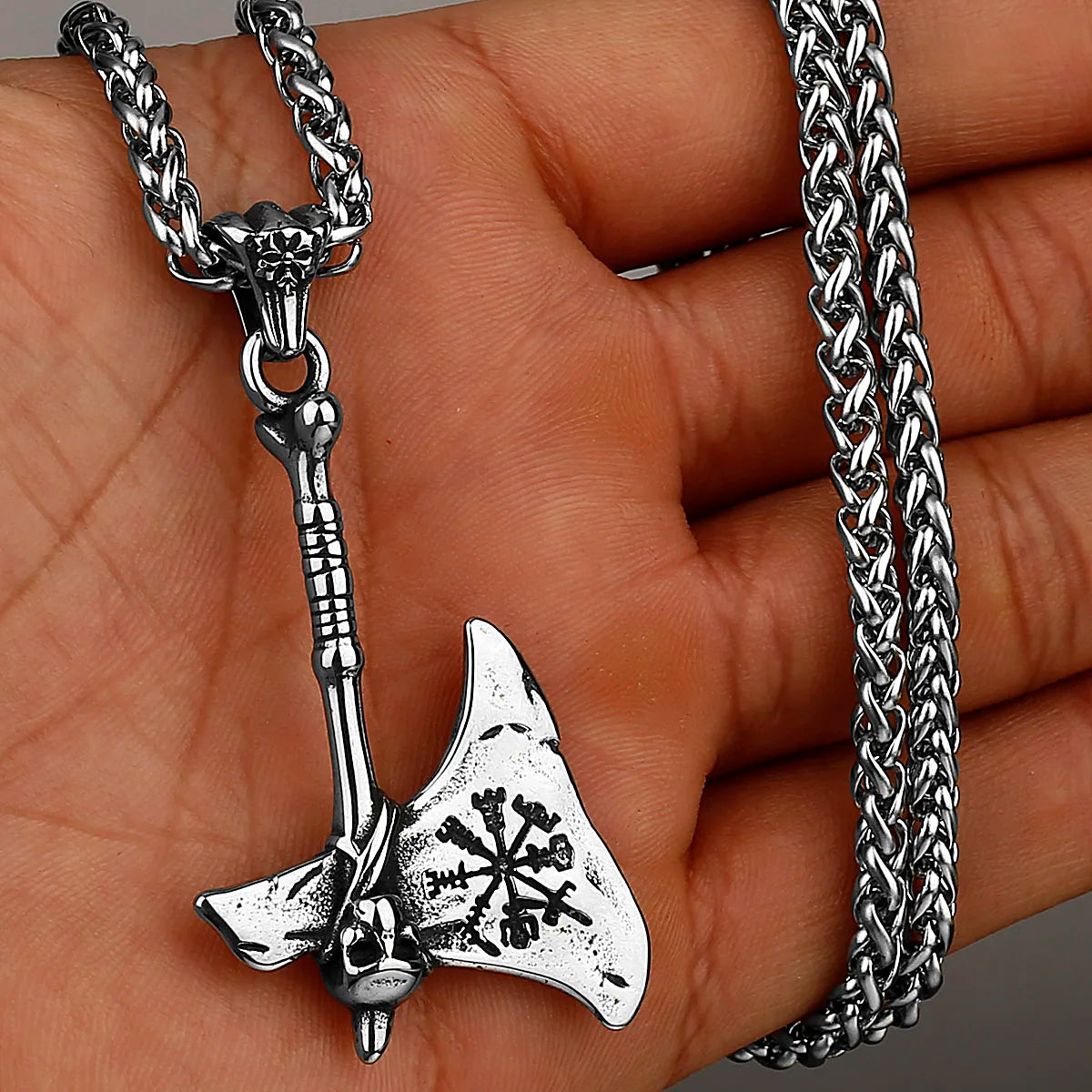 Stainless Steel Viking Axe Pendant Necklace Men's Celtic Valknut in USA