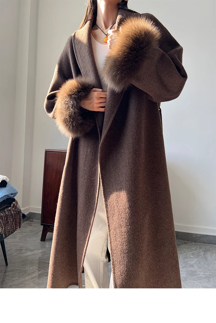 Lady Fox Fur High-Grade Cashmere Jackets Autumn Winter in USA.