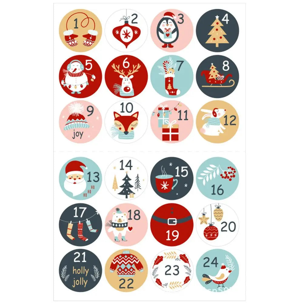 Christmas Gift Stickers Advent Calendar Number Paper