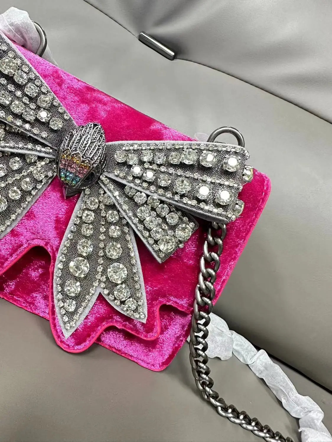 KURT GEIGER LONDON Diamond Studded Bow Bag Fashion in USA