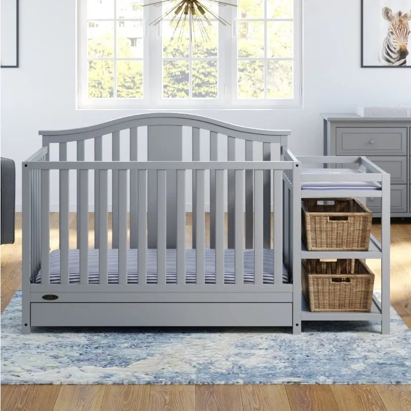 Convertible Crib Changer with Drawer (White) in USA