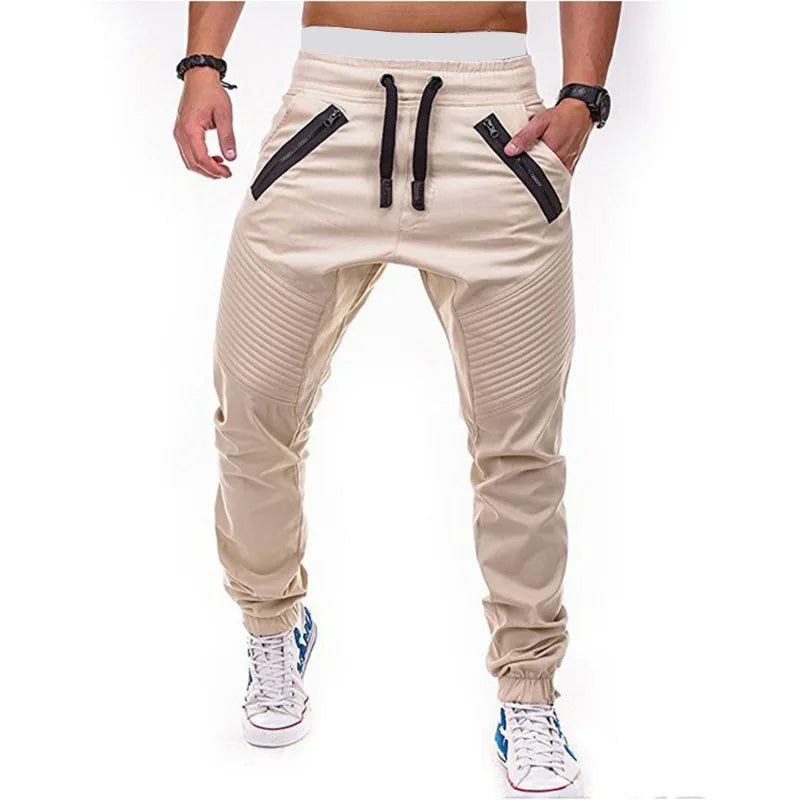 Men Pocket Long Pencil Pants Summer Low Elastic Waist in USA