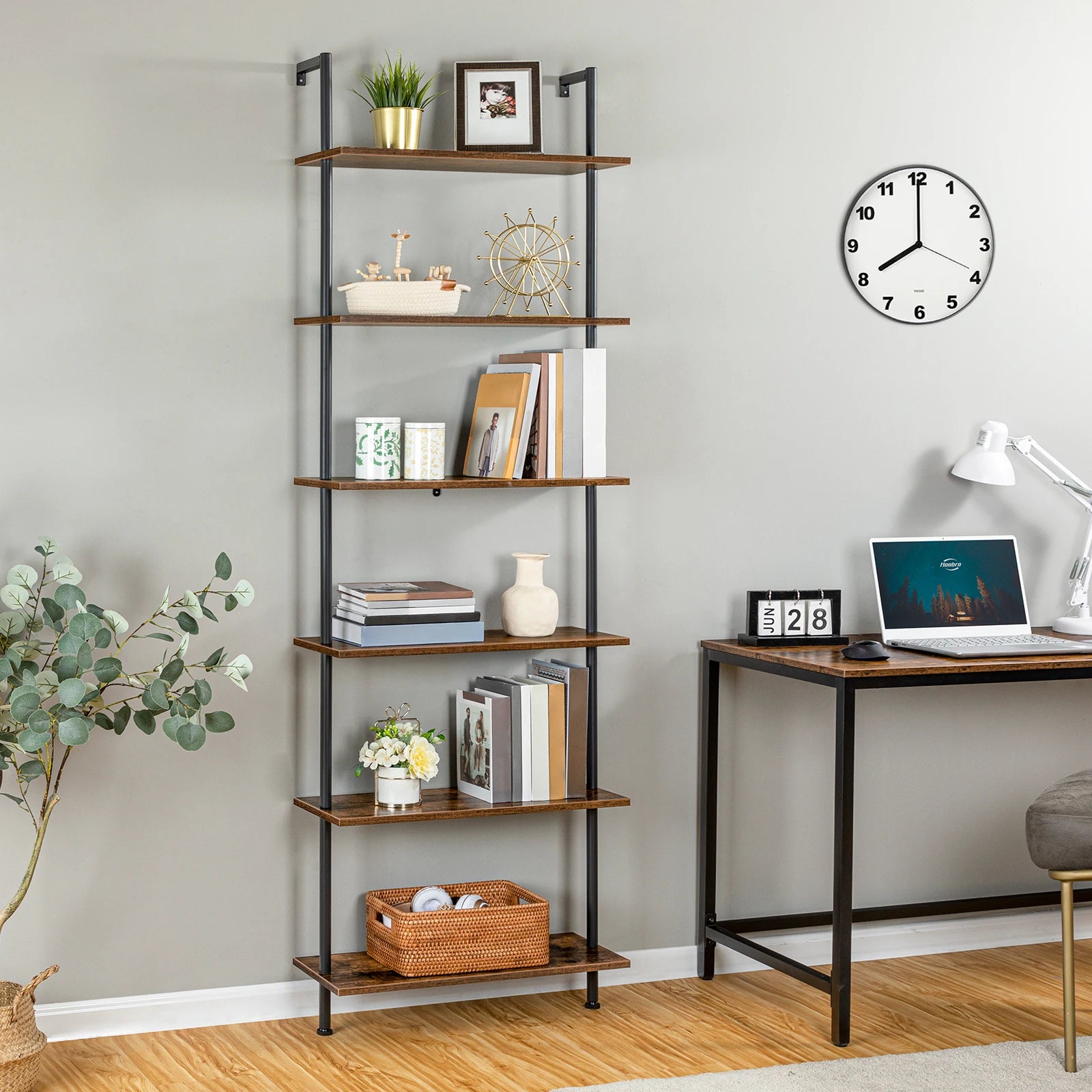 DIY Wall Mounted Bookshelf, Office Vertical Bookcase, IN USA.