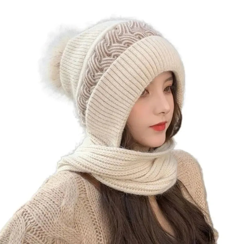 New Super Cute Warm Winter Scarf Hat Gloves Fleece Thickened in USA