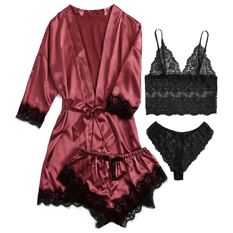 Woman Sleepwear Pajamas Ser Robe Sexy Lace in USA