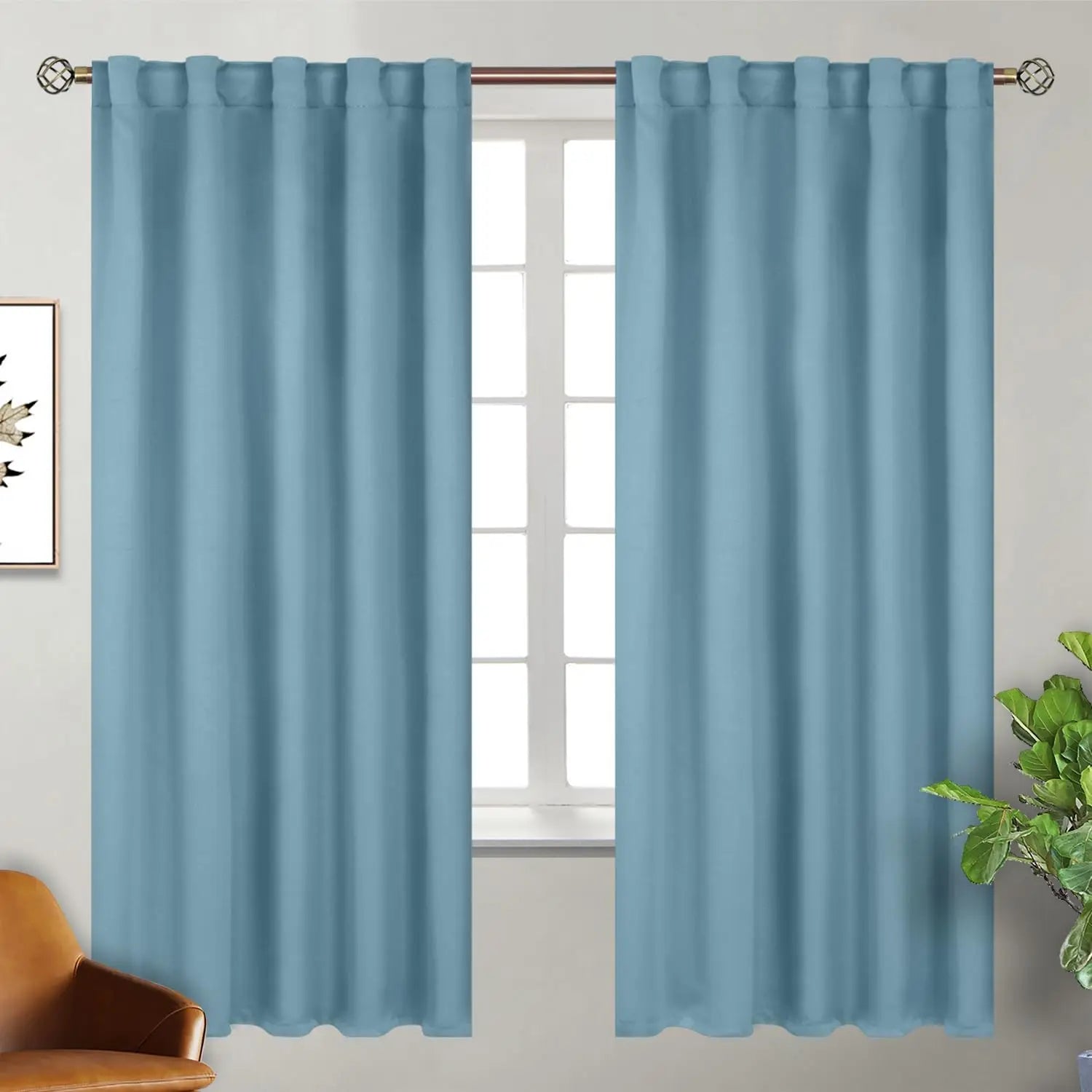 Navy Blue Elegant Blackout Curtains Rod Pocket in USA