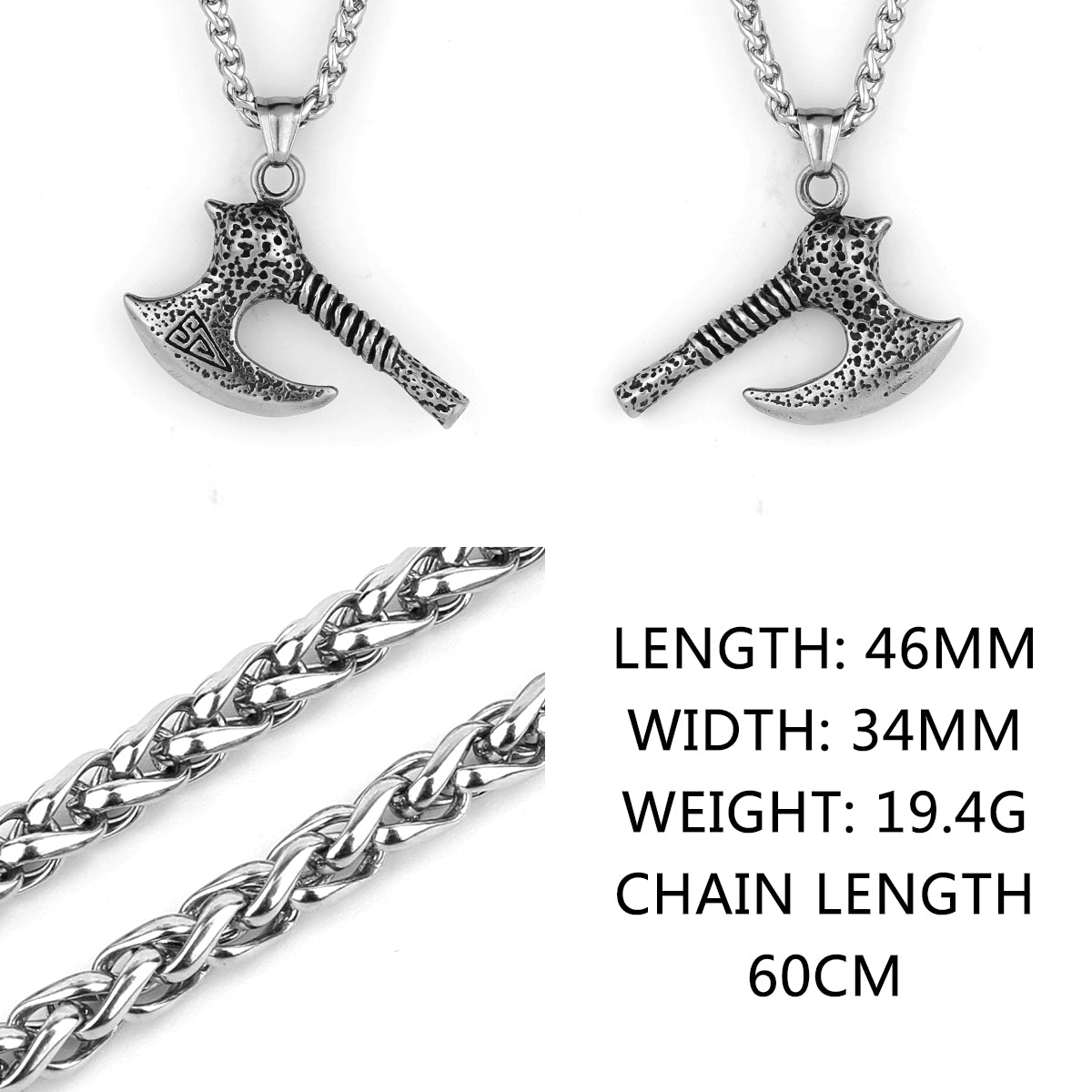 Stainless Steel Viking Axe Pendant Necklace Men's Celtic Valknut in USA