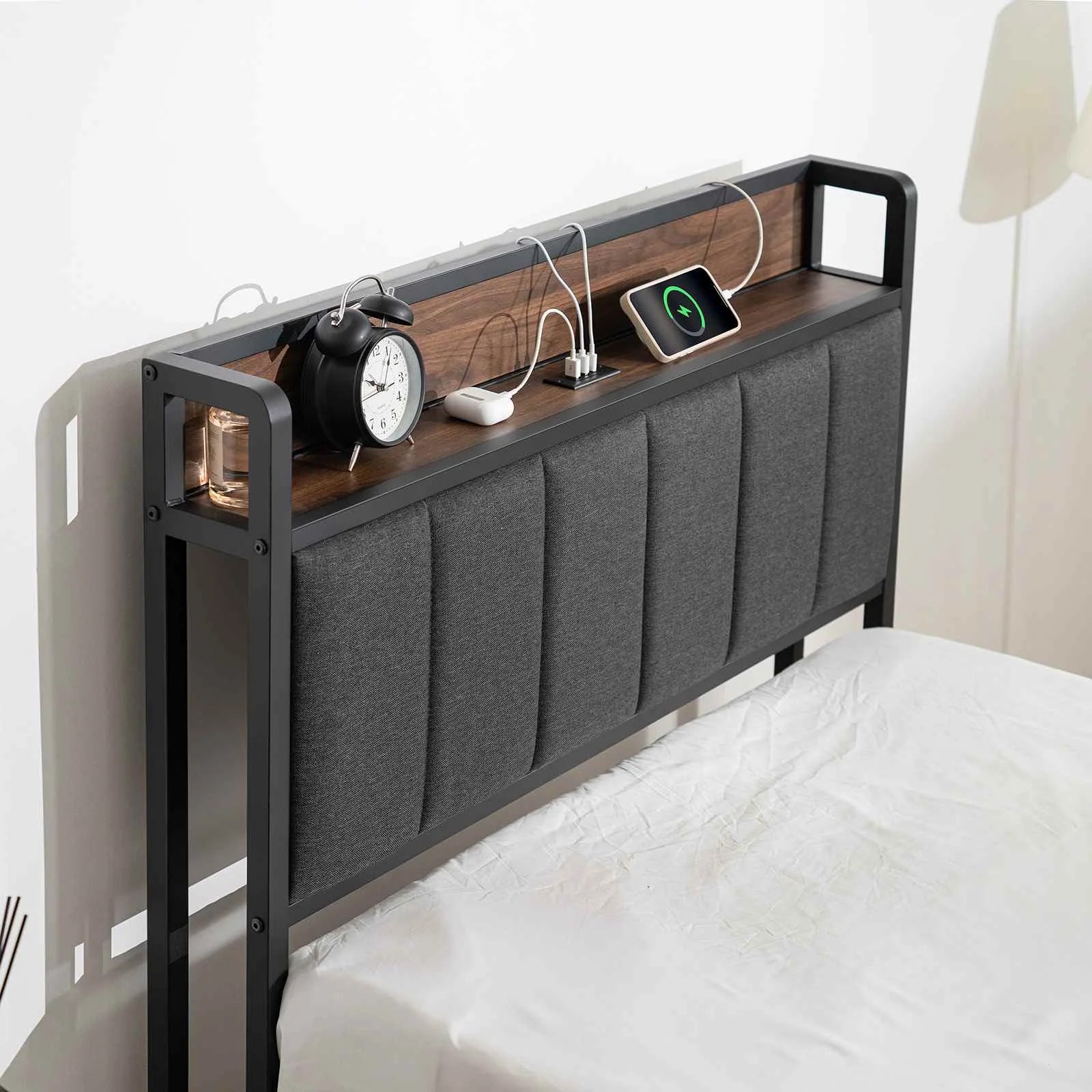 Full Bed Frame Charging Station No Springs Required Easy IN USA.