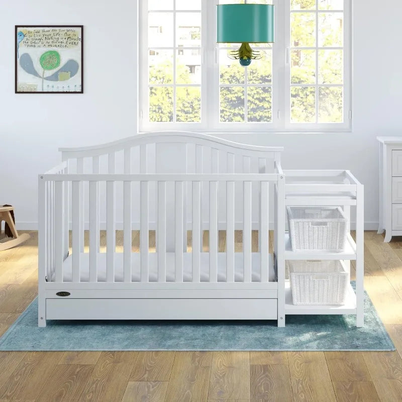 Convertible Crib Changer with Drawer (White) in USA