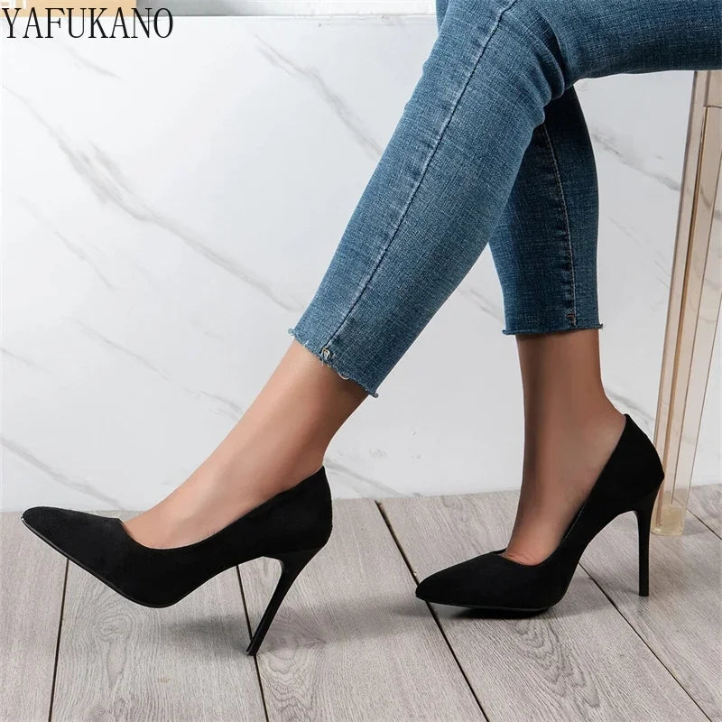 Suede Stiletto Heeled Point Toe Court Pumps Sexy Elegant Career Work S