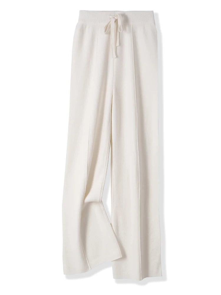 Women Merino Wool Knitted Wide Leg Pants Autumn in USA.