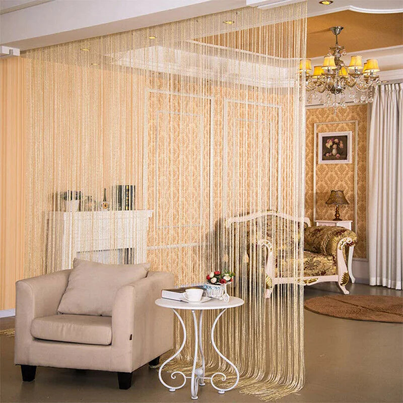 Shiny Curtains Tassel Silver Line String Curtain in USA