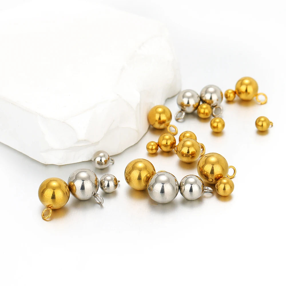 Stainless Steel Solid Ball Beads Charms Pendants for Necklaces in USA.