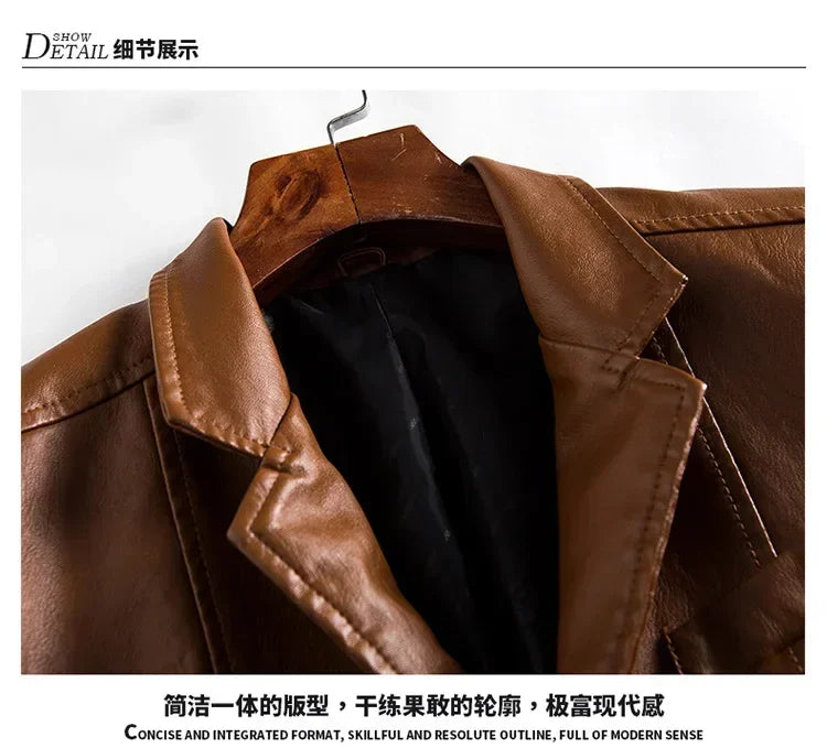 Spring Autumn Biker Leather Men's Jacket Leather IN USA.