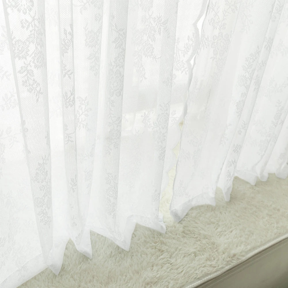 European White Lace Curtain Voile Window Treatments IN USA.