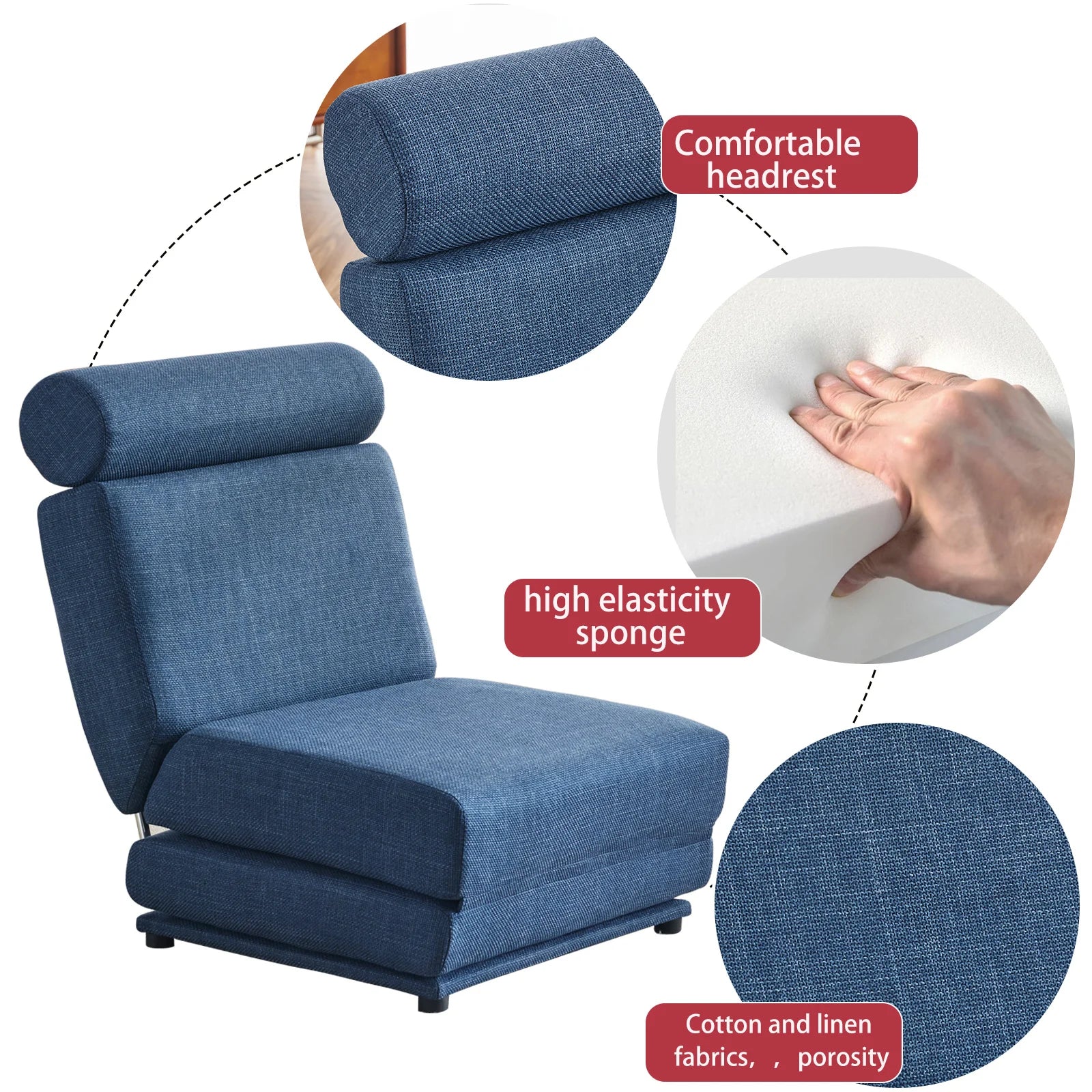 Single Sofa Chair Foldable Single Sofa Bed Pillow,Portable in USA.