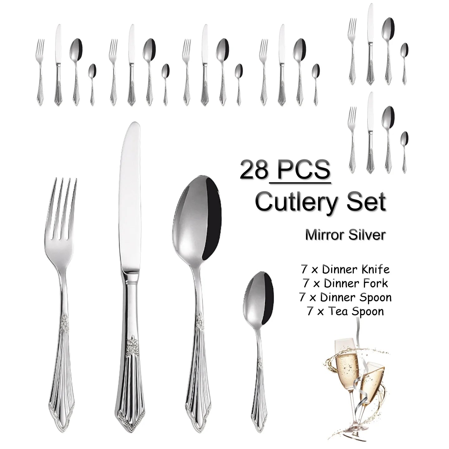 PCS Luxury Gold Plated Flatware Set Dishwasher Safe