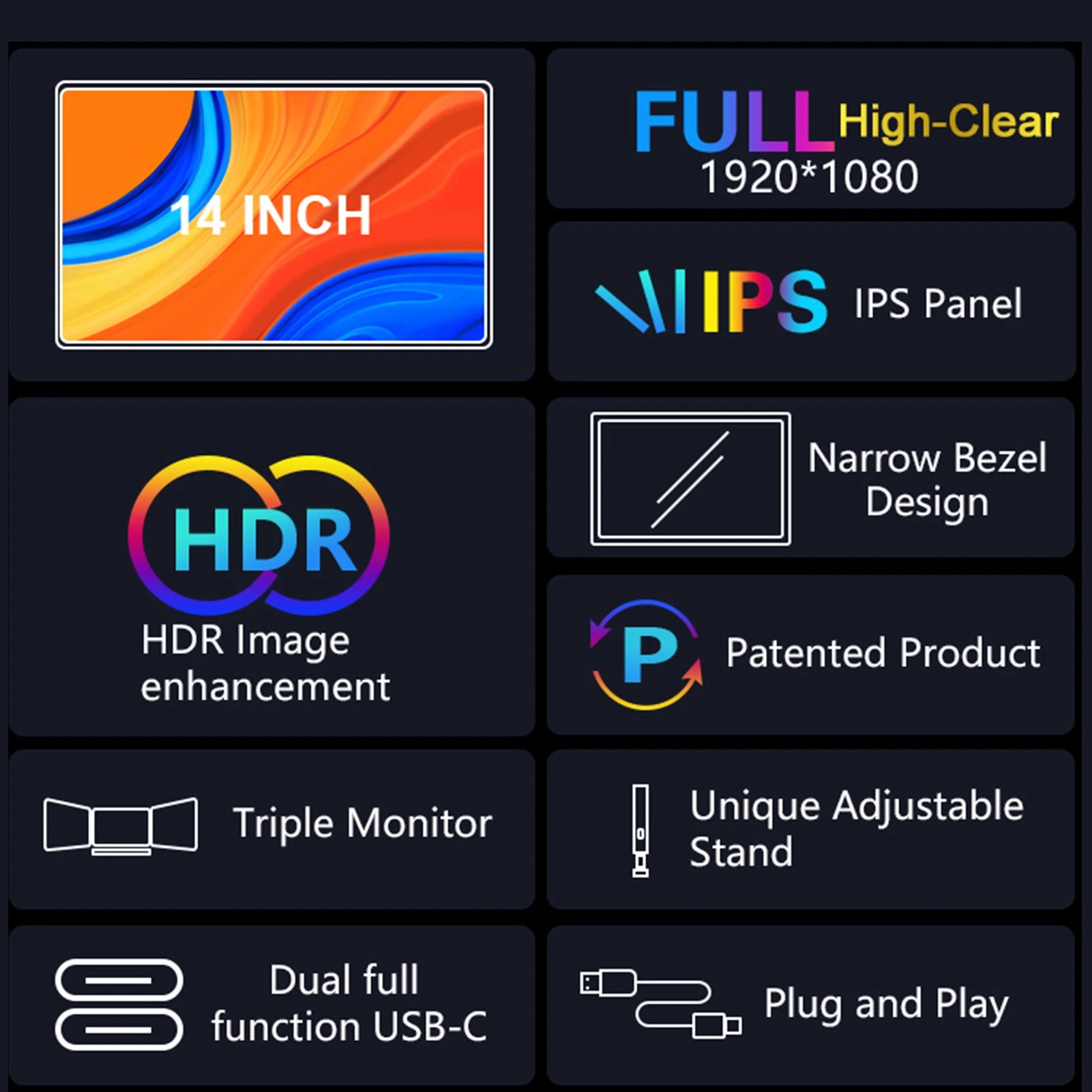 Portable Triple-screen Monitor Laptop Expansion Screen IN USA.