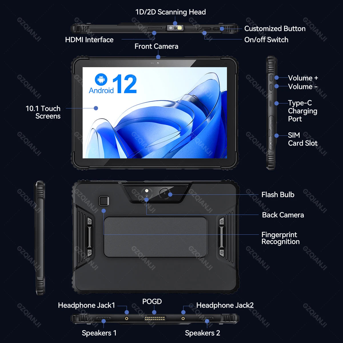 5G Industrial Android 12 Tablet Rugged PDA Triple Defence in USA.