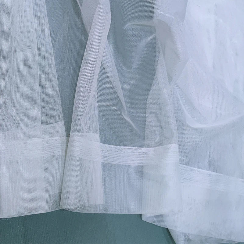 Asazal White Tulle Sheer Bay Window Gauze Curtains IN USA.