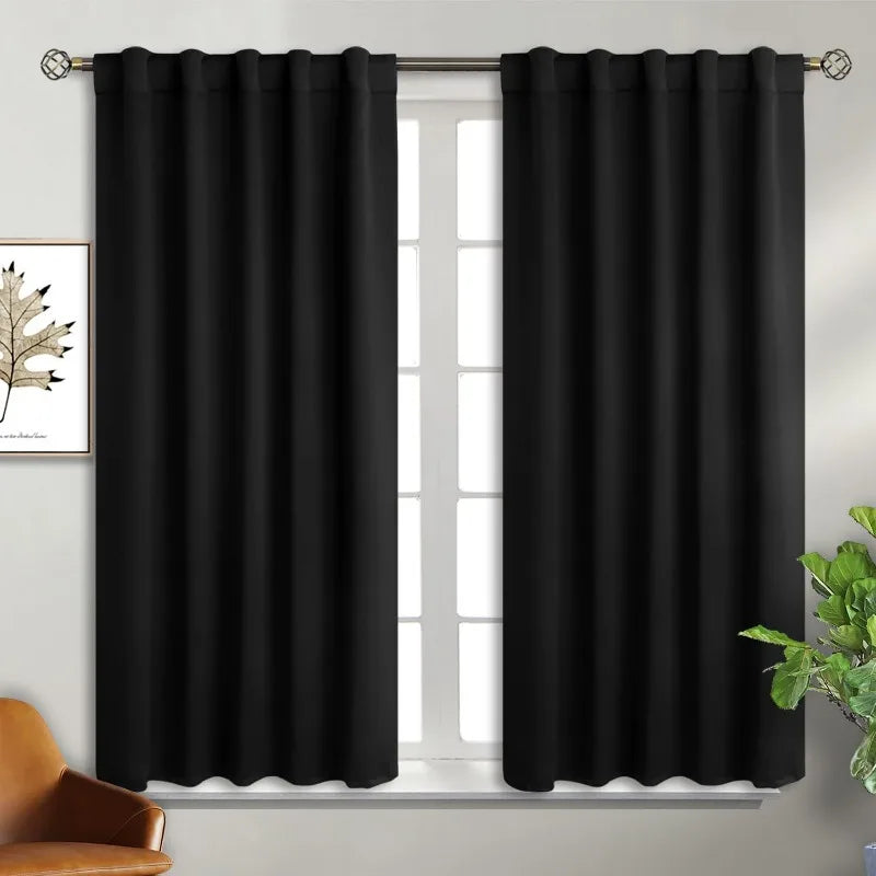 Navy Blue Elegant Blackout Curtains Rod Pocket in USA