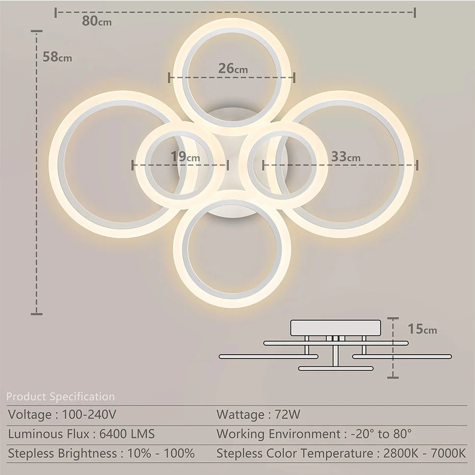 Modern LED Ceiling Chandelier Lights Ring Home IN USA.