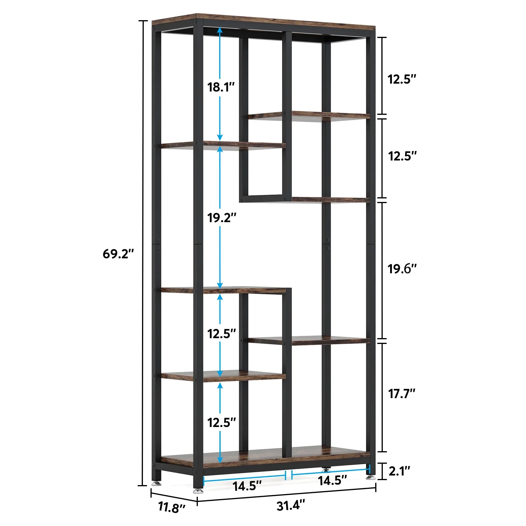 Bookshelf Bookcase, Industrial Open Bookcase Storage IN USA.