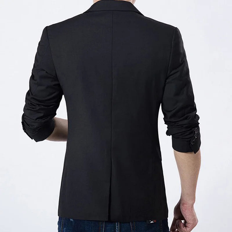 Spring Autumn Fashion New Men Slim Formal Solid Button Lapel IN USA.