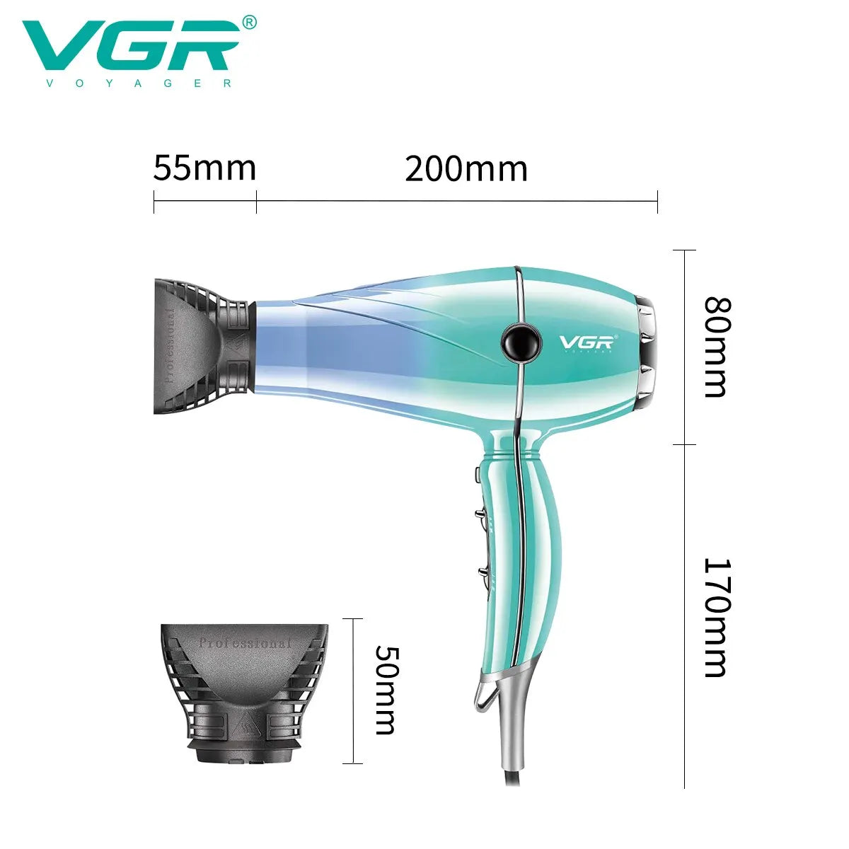 VGR Hair Dryer Professional Hair Dryer 2400W High Power Overheating Pr