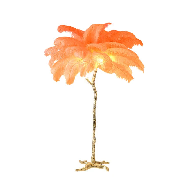 Nordic Ostrich Feather Led Floor Lamp Resin Copper IN USA.