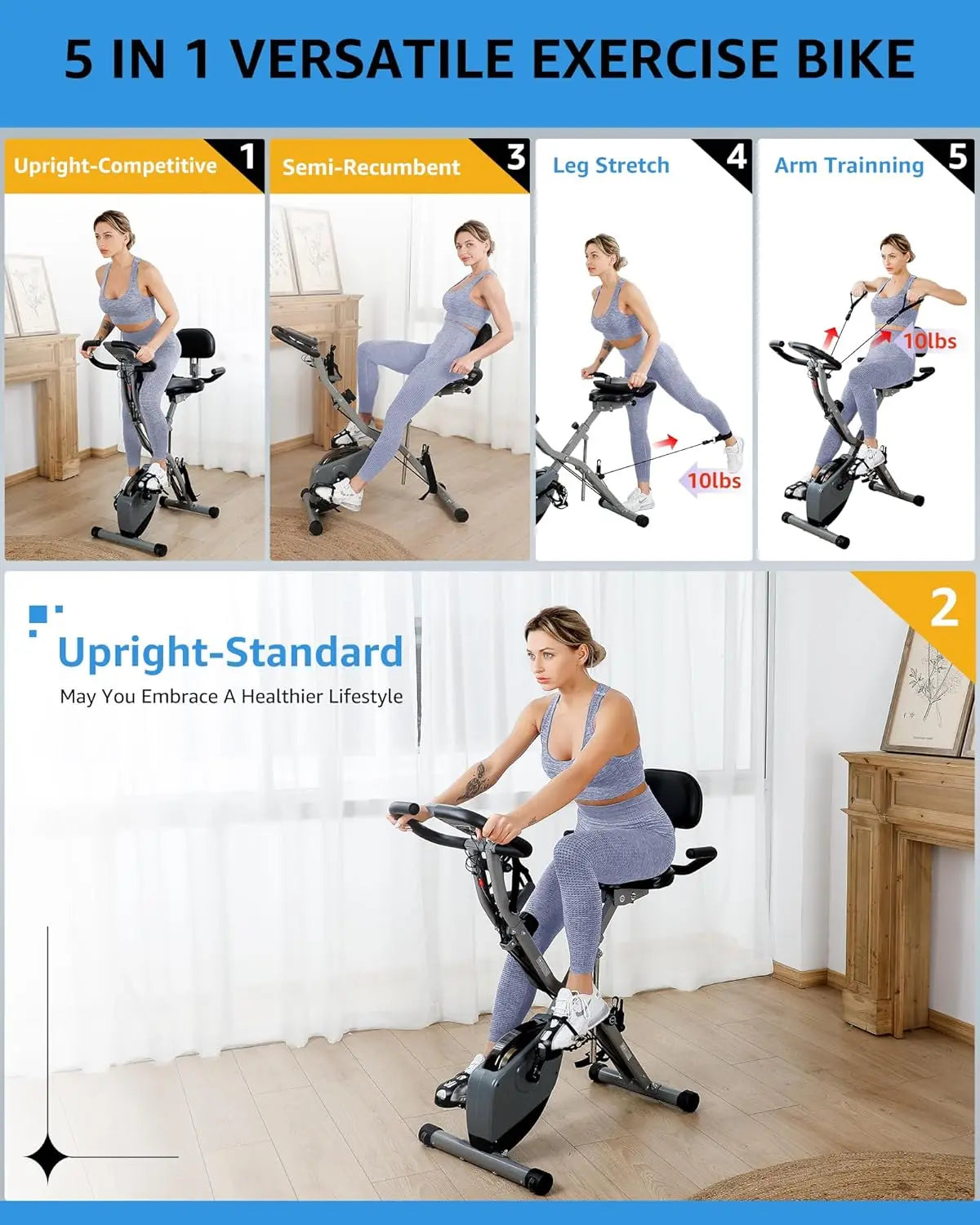 Exercise Bike Seniors, Foldable Stationary Bike Magnetic Resistance in USA